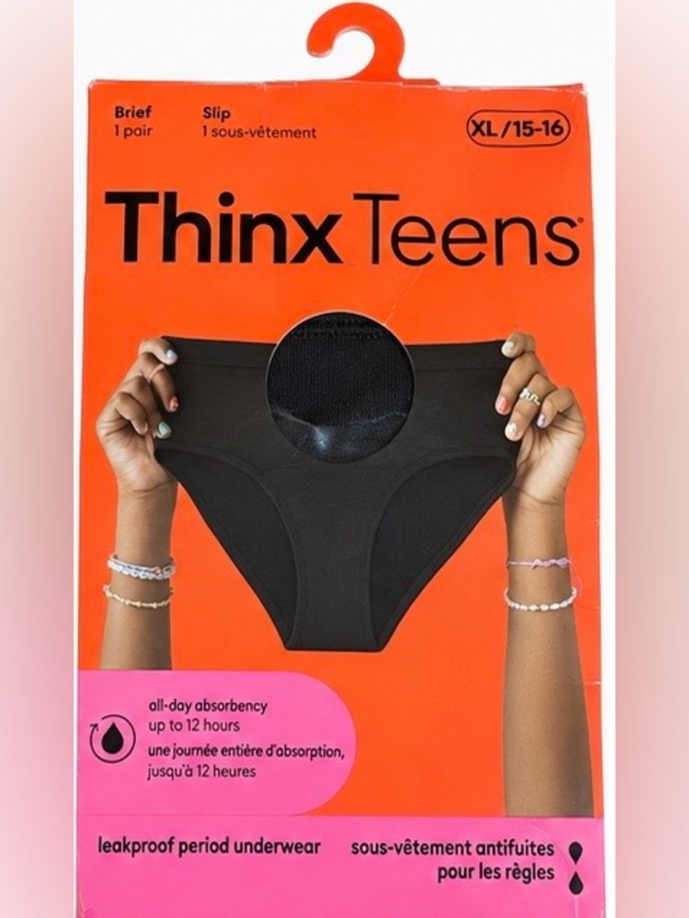 Thinx Teens Period Underwear Brief Black
XL (15-16) - 1 Pair